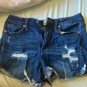 Distressed jean shorts